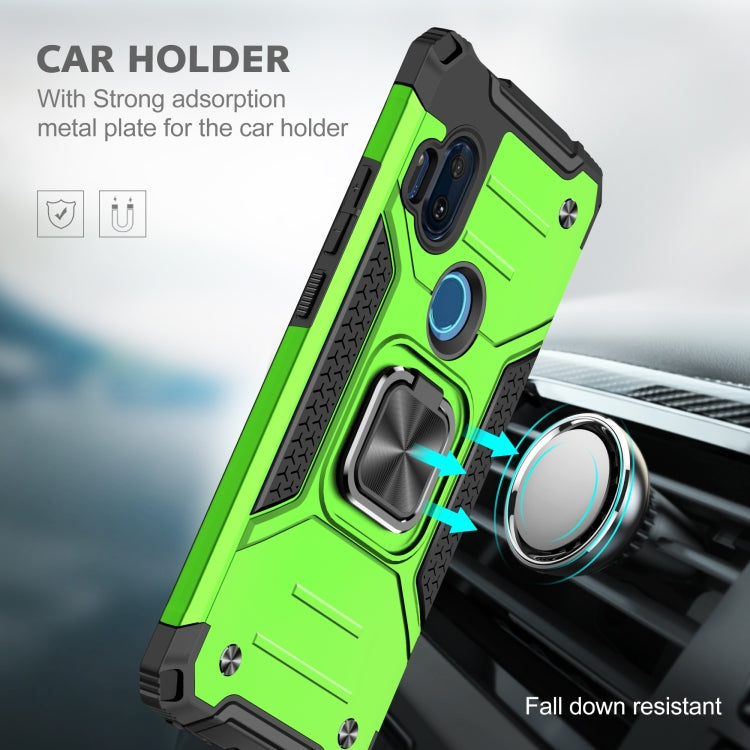 For Motorola One Hyper Magnetic Armor Shockproof TPU + PC Phone Case with Metal Ring Holder