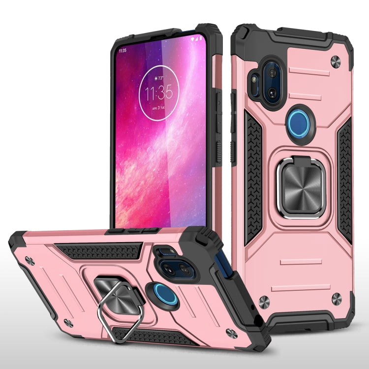 For Motorola One Hyper Magnetic Armor Shockproof TPU + PC Phone Case with Metal Ring Holder