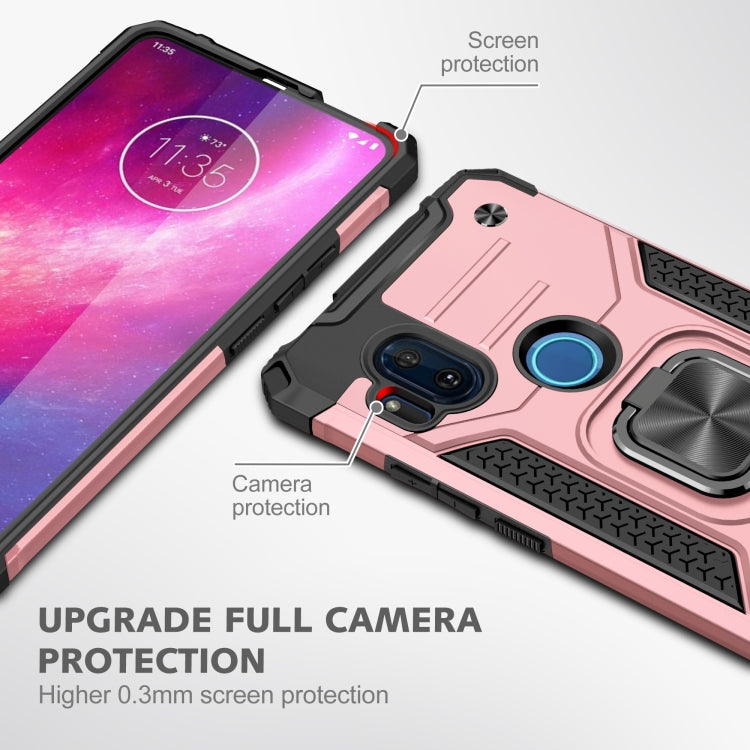 For Motorola One Hyper Magnetic Armor Shockproof TPU + PC Phone Case with Metal Ring Holder