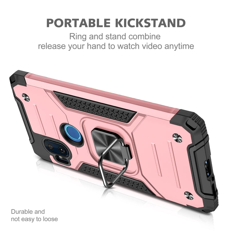 For Motorola One Hyper Magnetic Armor Shockproof TPU + PC Phone Case with Metal Ring Holder