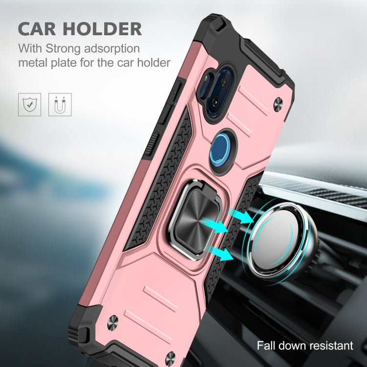 For Motorola One Hyper Magnetic Armor Shockproof TPU + PC Phone Case with Metal Ring Holder