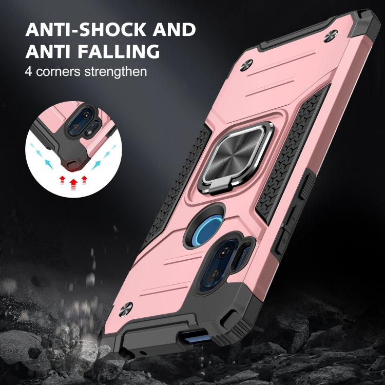 For Motorola One Hyper Magnetic Armor Shockproof TPU + PC Phone Case with Metal Ring Holder