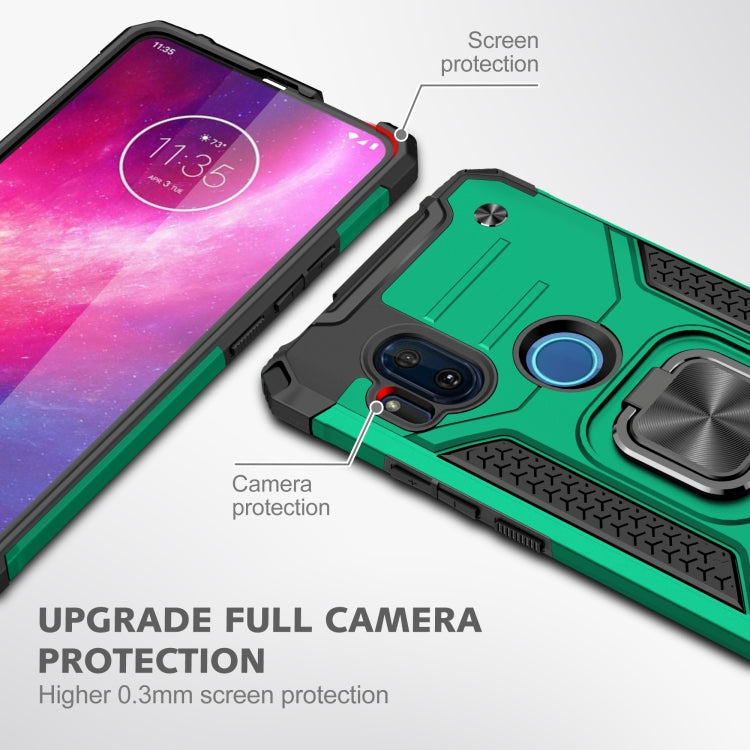 For Motorola One Hyper Magnetic Armor Shockproof TPU + PC Phone Case with Metal Ring Holder