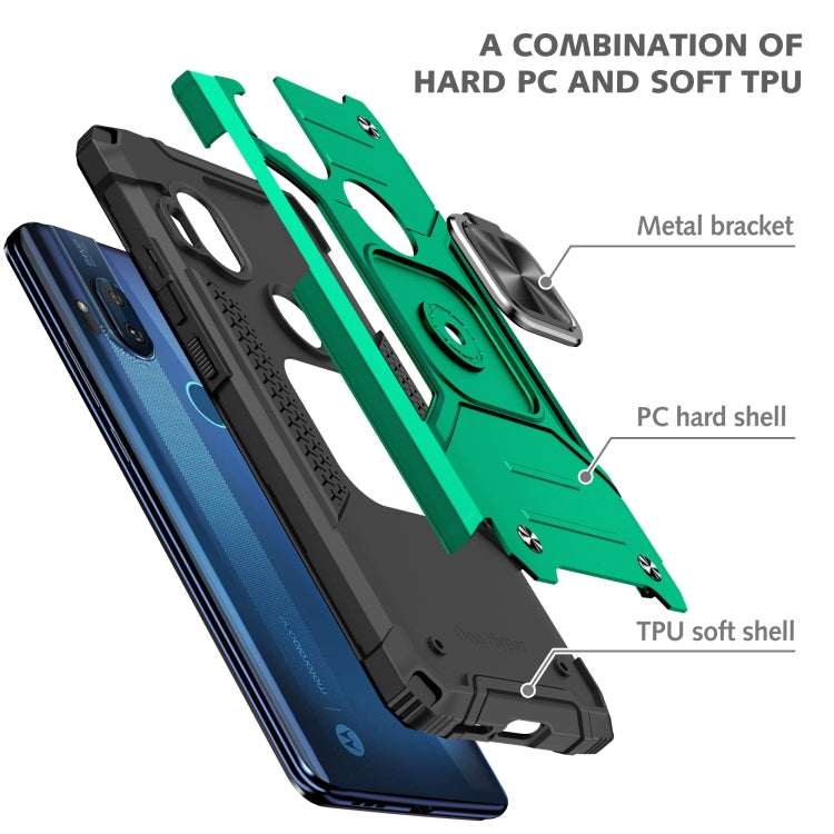 For Motorola One Hyper Magnetic Armor Shockproof TPU + PC Phone Case with Metal Ring Holder