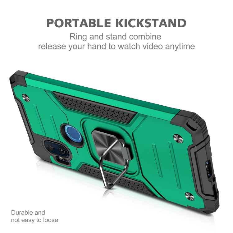 For Motorola One Hyper Magnetic Armor Shockproof TPU + PC Phone Case with Metal Ring Holder