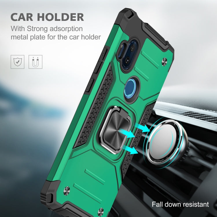 For Motorola One Hyper Magnetic Armor Shockproof TPU + PC Phone Case with Metal Ring Holder