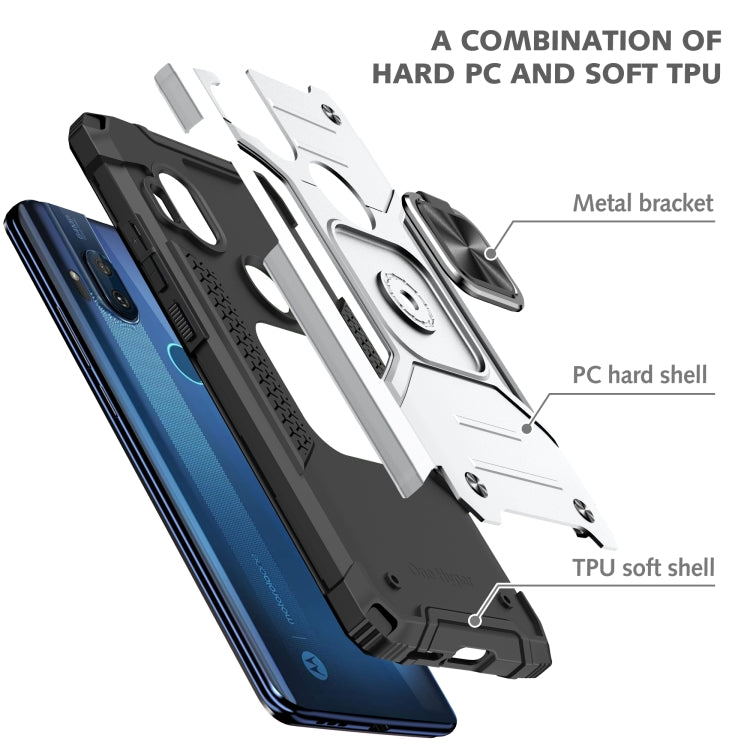 For Motorola One Hyper Magnetic Armor Shockproof TPU + PC Phone Case with Metal Ring Holder