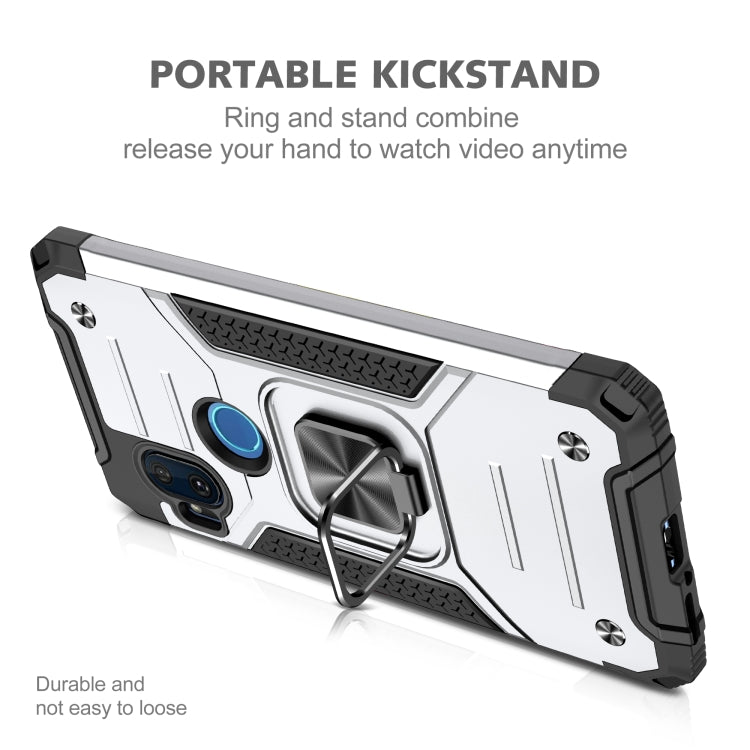 For Motorola One Hyper Magnetic Armor Shockproof TPU + PC Phone Case with Metal Ring Holder