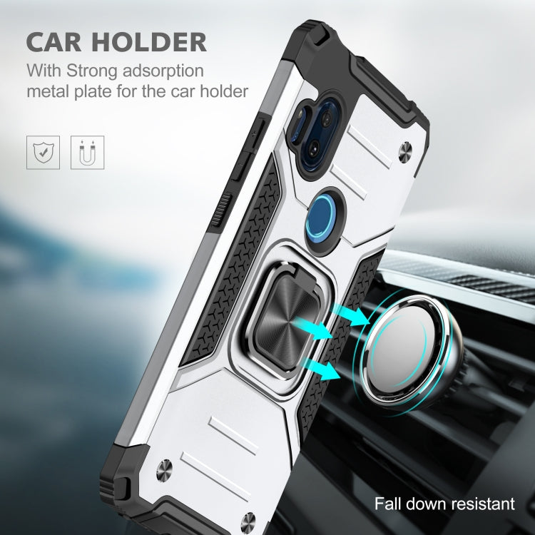 For Motorola One Hyper Magnetic Armor Shockproof TPU + PC Phone Case with Metal Ring Holder