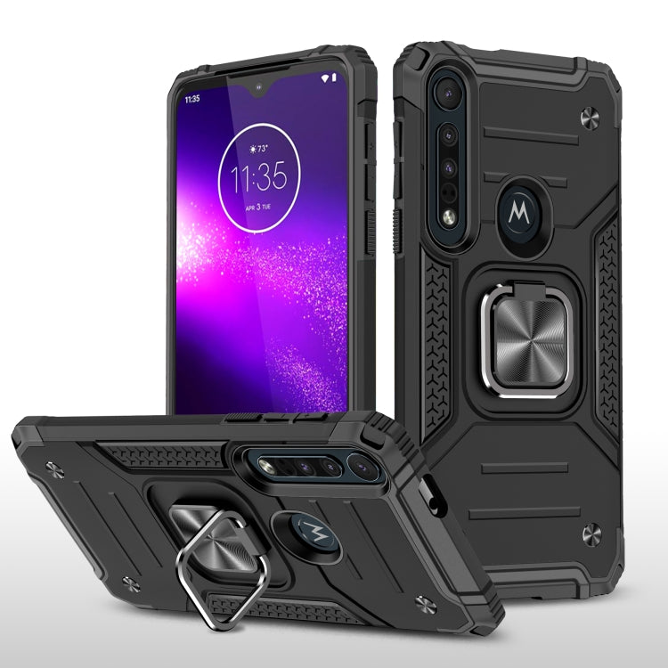 For Motorola One Macro / Moto G8 Plus Magnetic Armor Shockproof TPU + PC Phone Case with Metal Ring Holder