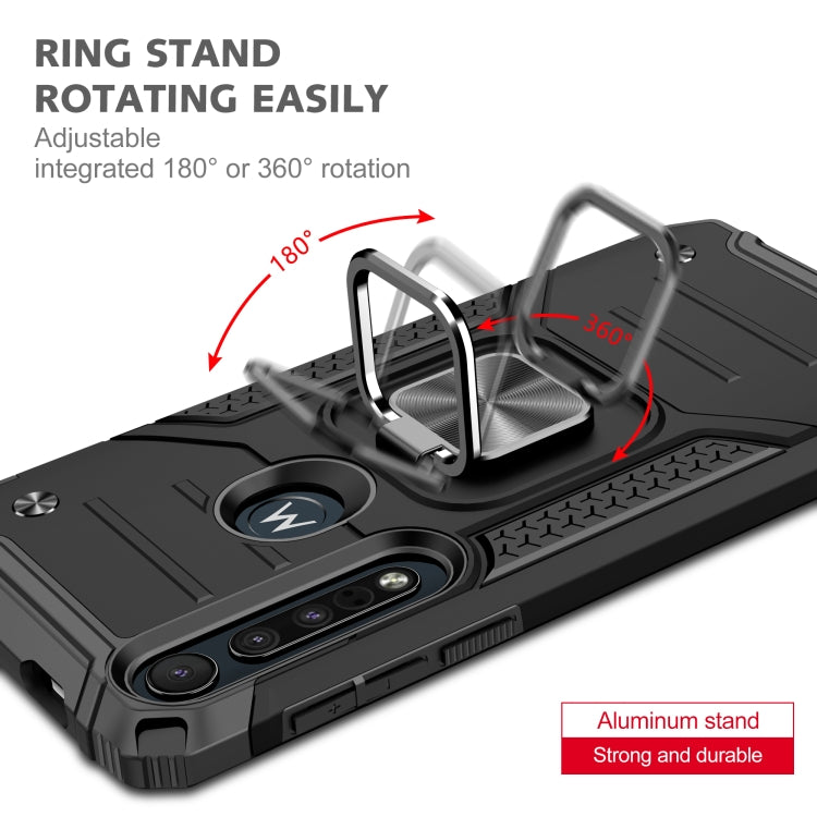 For Motorola One Macro / Moto G8 Plus Magnetic Armor Shockproof TPU + PC Phone Case with Metal Ring Holder