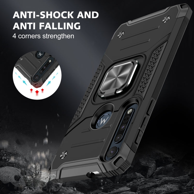 For Motorola One Macro / Moto G8 Plus Magnetic Armor Shockproof TPU + PC Phone Case with Metal Ring Holder