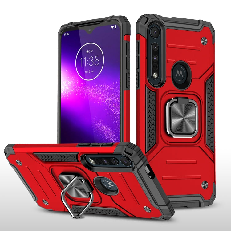 For Motorola One Macro / Moto G8 Plus Magnetic Armor Shockproof TPU + PC Phone Case with Metal Ring Holder
