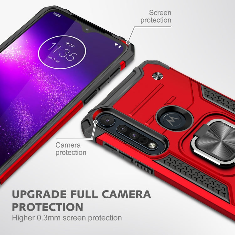 For Motorola One Macro / Moto G8 Plus Magnetic Armor Shockproof TPU + PC Phone Case with Metal Ring Holder
