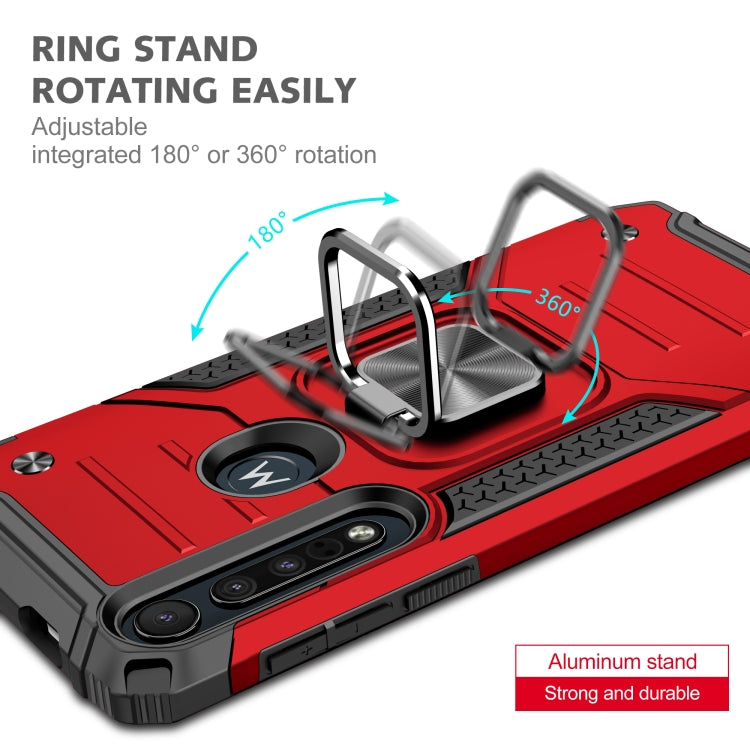 For Motorola One Macro / Moto G8 Plus Magnetic Armor Shockproof TPU + PC Phone Case with Metal Ring Holder