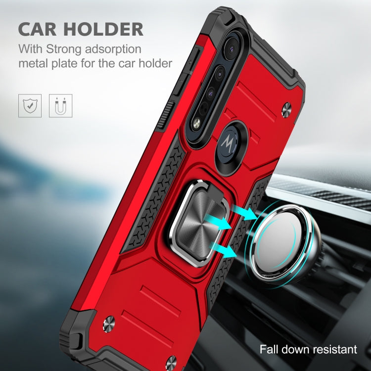 For Motorola One Macro / Moto G8 Plus Magnetic Armor Shockproof TPU + PC Phone Case with Metal Ring Holder