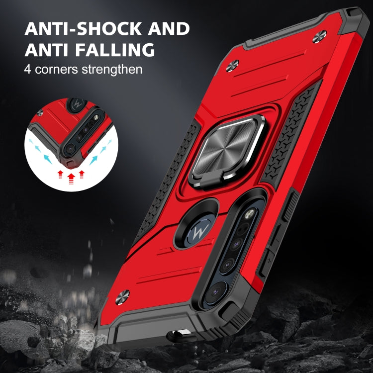 For Motorola One Macro / Moto G8 Plus Magnetic Armor Shockproof TPU + PC Phone Case with Metal Ring Holder