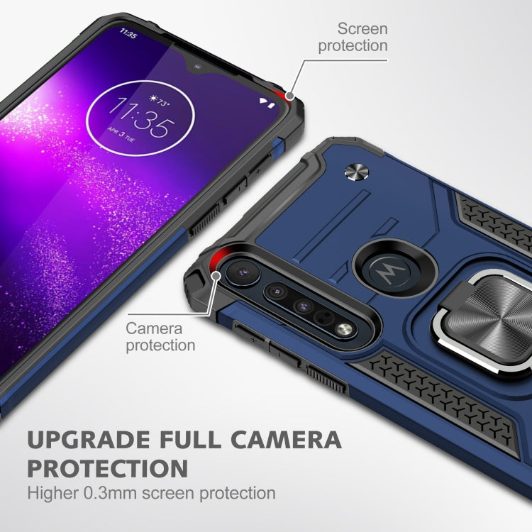 For Motorola One Macro / Moto G8 Plus Magnetic Armor Shockproof TPU + PC Phone Case with Metal Ring Holder