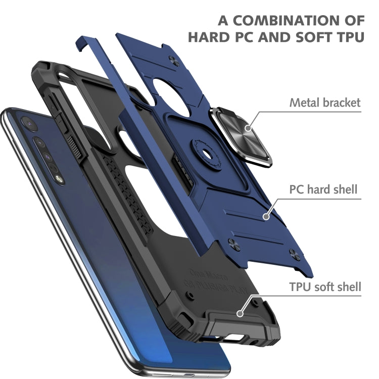 For Motorola One Macro / Moto G8 Plus Magnetic Armor Shockproof TPU + PC Phone Case with Metal Ring Holder