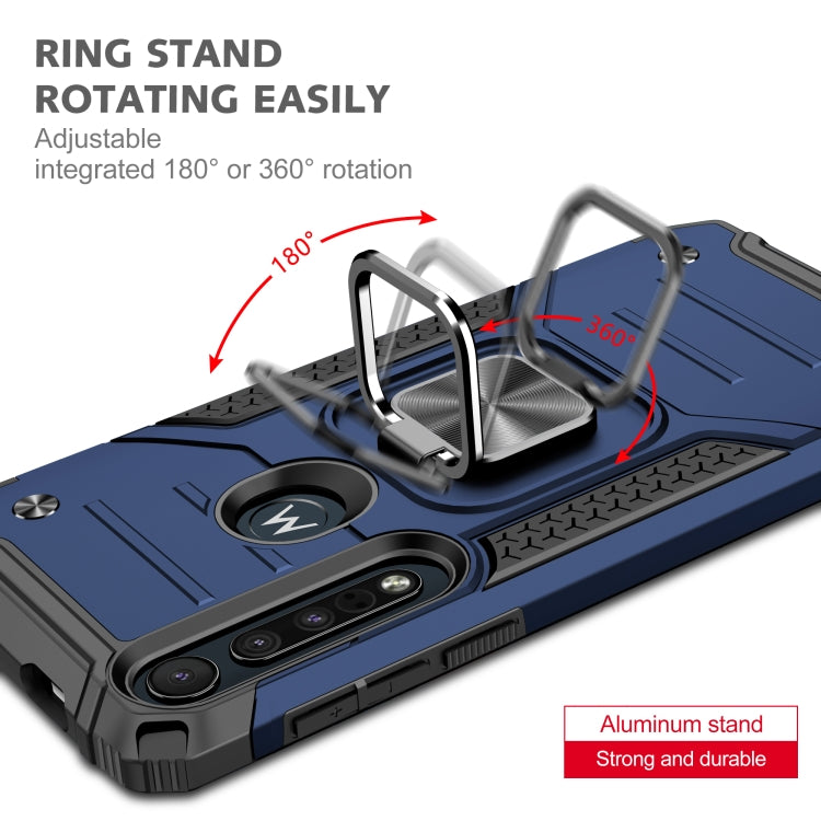For Motorola One Macro / Moto G8 Plus Magnetic Armor Shockproof TPU + PC Phone Case with Metal Ring Holder