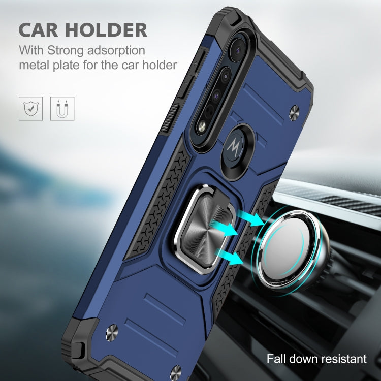 For Motorola One Macro / Moto G8 Plus Magnetic Armor Shockproof TPU + PC Phone Case with Metal Ring Holder