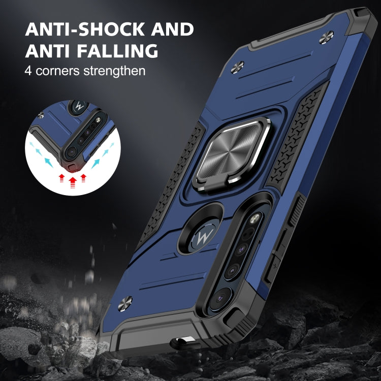 For Motorola One Macro / Moto G8 Plus Magnetic Armor Shockproof TPU + PC Phone Case with Metal Ring Holder