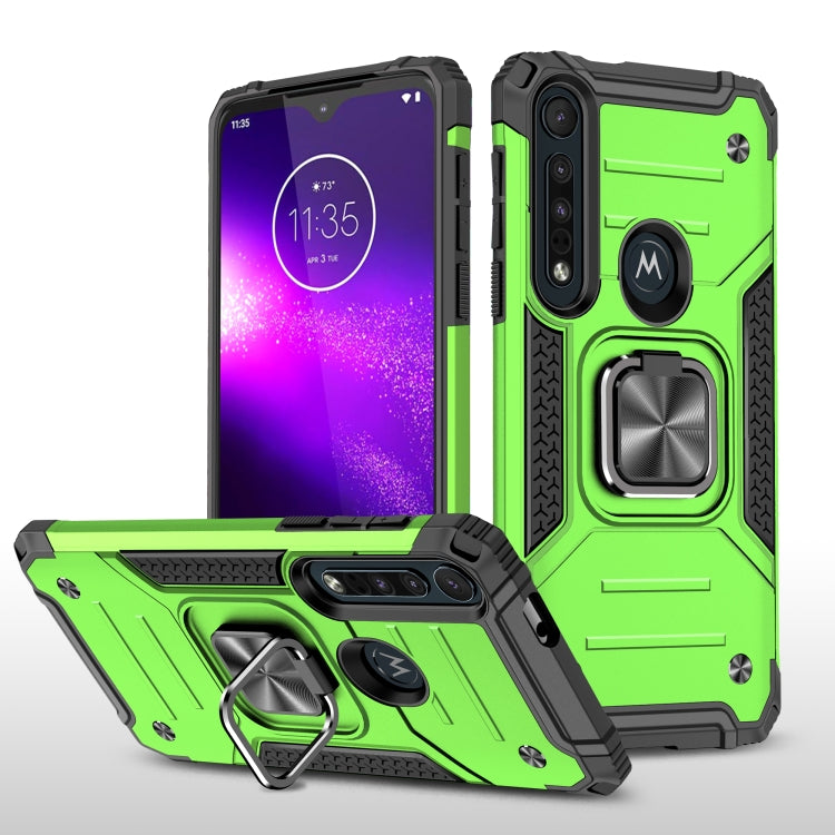 For Motorola One Macro / Moto G8 Plus Magnetic Armor Shockproof TPU + PC Phone Case with Metal Ring Holder