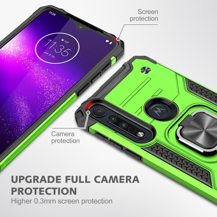For Motorola One Macro / Moto G8 Plus Magnetic Armor Shockproof TPU + PC Phone Case with Metal Ring Holder