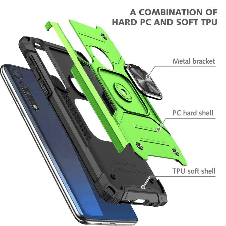 For Motorola One Macro / Moto G8 Plus Magnetic Armor Shockproof TPU + PC Phone Case with Metal Ring Holder