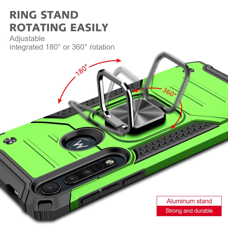 For Motorola One Macro / Moto G8 Plus Magnetic Armor Shockproof TPU + PC Phone Case with Metal Ring Holder