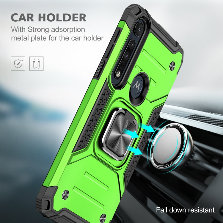 For Motorola One Macro / Moto G8 Plus Magnetic Armor Shockproof TPU + PC Phone Case with Metal Ring Holder