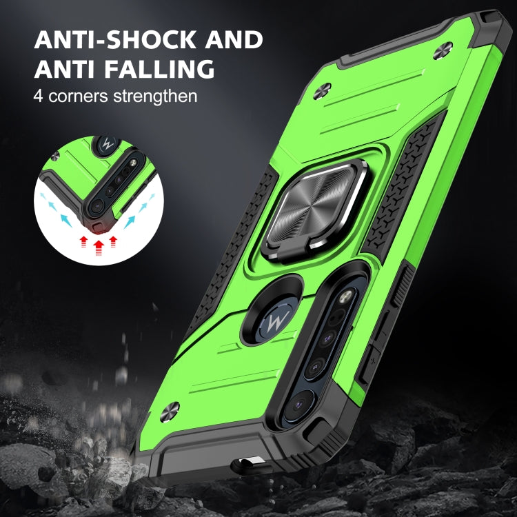 For Motorola One Macro / Moto G8 Plus Magnetic Armor Shockproof TPU + PC Phone Case with Metal Ring Holder