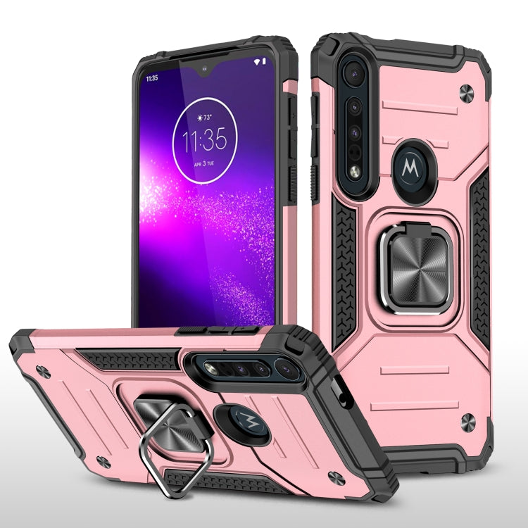 For Motorola One Macro / Moto G8 Plus Magnetic Armor Shockproof TPU + PC Phone Case with Metal Ring Holder
