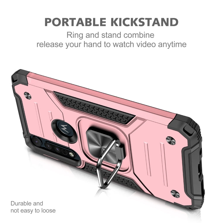 For Motorola One Macro / Moto G8 Plus Magnetic Armor Shockproof TPU + PC Phone Case with Metal Ring Holder