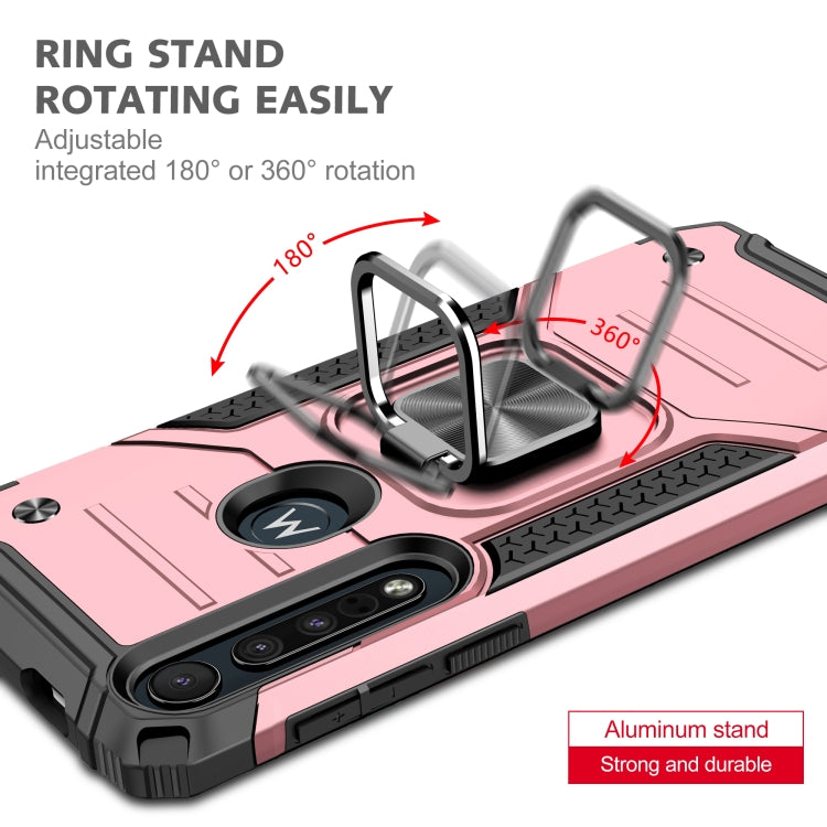 For Motorola One Macro / Moto G8 Plus Magnetic Armor Shockproof TPU + PC Phone Case with Metal Ring Holder