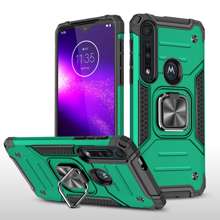 For Motorola One Macro / Moto G8 Plus Magnetic Armor Shockproof TPU + PC Phone Case with Metal Ring Holder