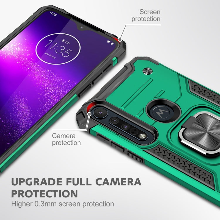 For Motorola One Macro / Moto G8 Plus Magnetic Armor Shockproof TPU + PC Phone Case with Metal Ring Holder