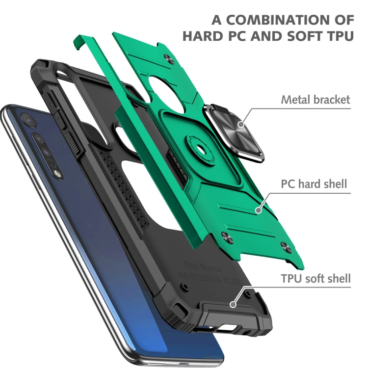 For Motorola One Macro / Moto G8 Plus Magnetic Armor Shockproof TPU + PC Phone Case with Metal Ring Holder