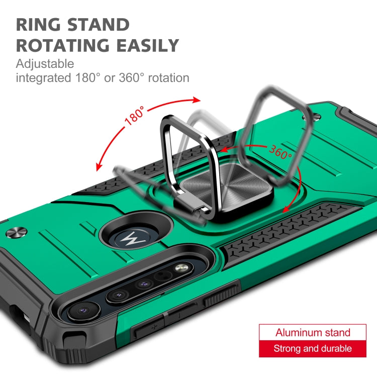For Motorola One Macro / Moto G8 Plus Magnetic Armor Shockproof TPU + PC Phone Case with Metal Ring Holder
