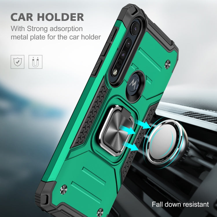 For Motorola One Macro / Moto G8 Plus Magnetic Armor Shockproof TPU + PC Phone Case with Metal Ring Holder