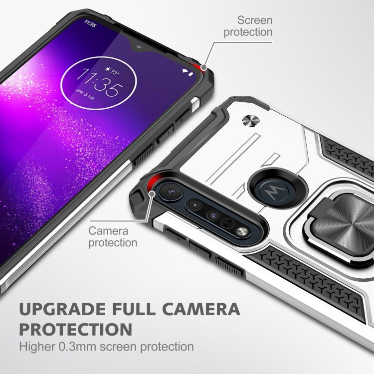 For Motorola One Macro / Moto G8 Plus Magnetic Armor Shockproof TPU + PC Phone Case with Metal Ring Holder
