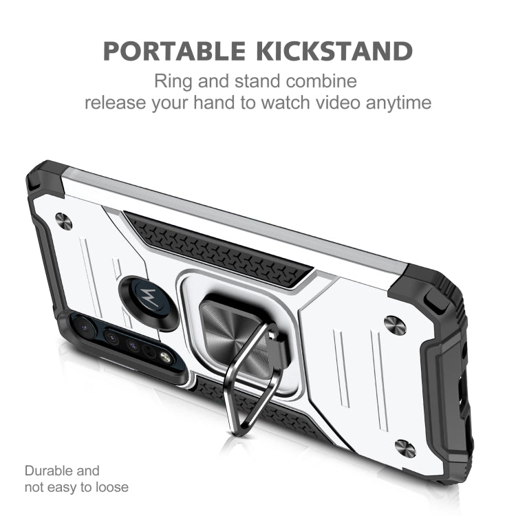 For Motorola One Macro / Moto G8 Plus Magnetic Armor Shockproof TPU + PC Phone Case with Metal Ring Holder