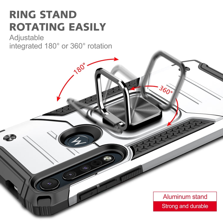 For Motorola One Macro / Moto G8 Plus Magnetic Armor Shockproof TPU + PC Phone Case with Metal Ring Holder
