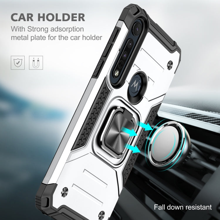 For Motorola One Macro / Moto G8 Plus Magnetic Armor Shockproof TPU + PC Phone Case with Metal Ring Holder