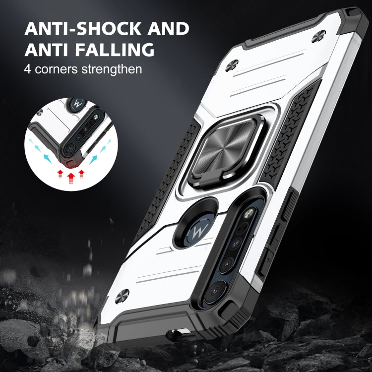 For Motorola One Macro / Moto G8 Plus Magnetic Armor Shockproof TPU + PC Phone Case with Metal Ring Holder
