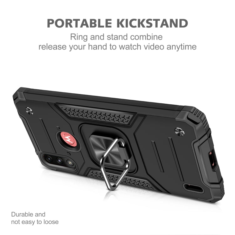 For Motorola Moto E7 Power Magnetic Armor Shockproof TPU + PC Phone Case with Metal Ring Holder