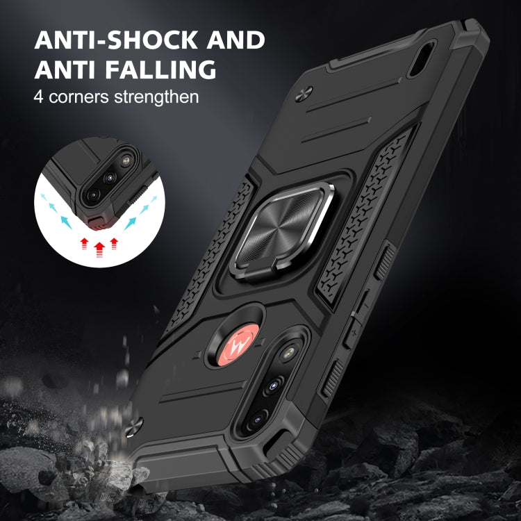For Motorola Moto E7 Power Magnetic Armor Shockproof TPU + PC Phone Case with Metal Ring Holder