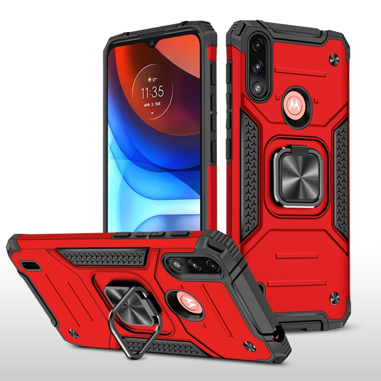 For Motorola Moto E7 Power Magnetic Armor Shockproof TPU + PC Phone Case with Metal Ring Holder