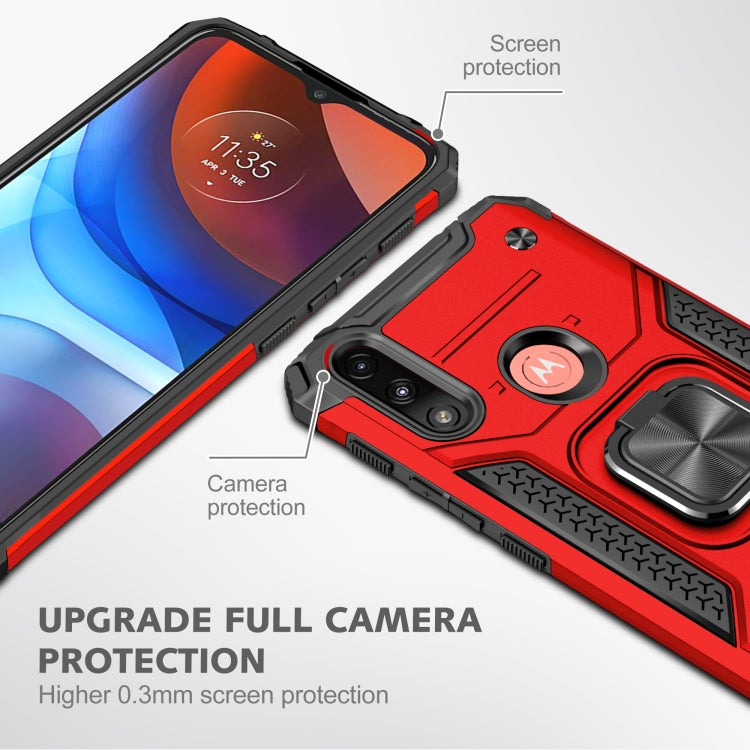 For Motorola Moto E7 Power Magnetic Armor Shockproof TPU + PC Phone Case with Metal Ring Holder