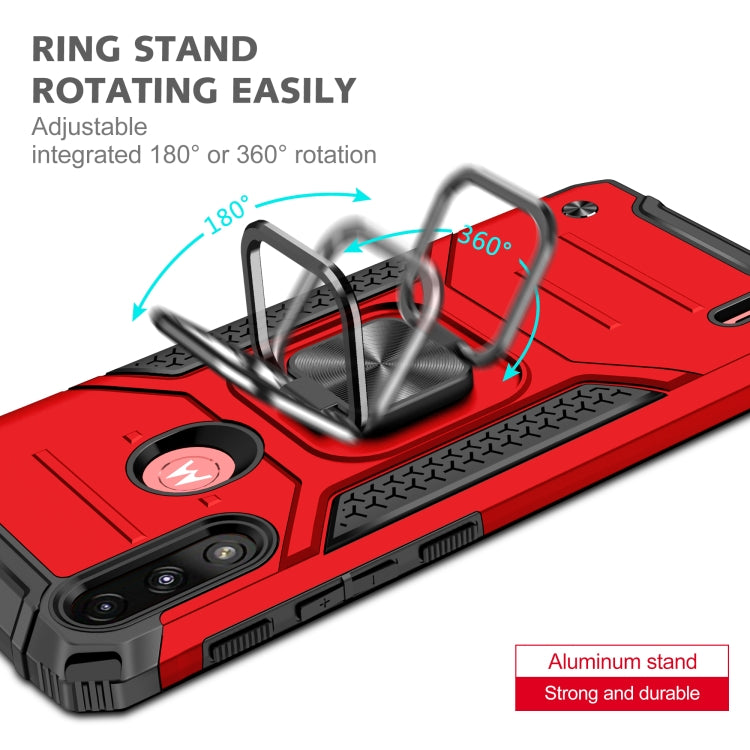 For Motorola Moto E7 Power Magnetic Armor Shockproof TPU + PC Phone Case with Metal Ring Holder